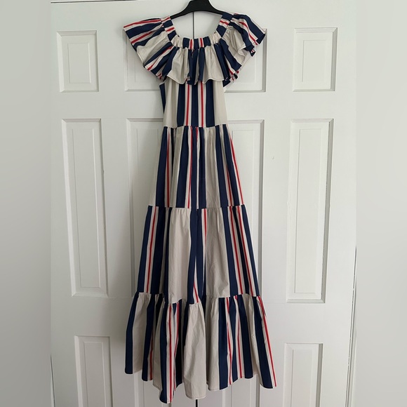 LA DOUBLEJ BLUE YACHT OFF-THE-SHOULDER TIERED DRESS - Picture 2 of 9